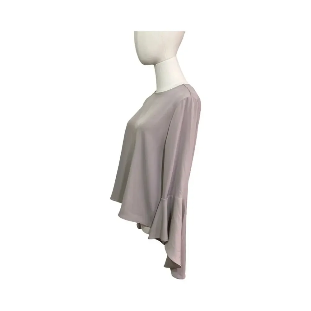 Carmen Marc Valvo Blush Bell Sleeve Blouse Women’s Size 6 Minimalist Dressy Top - Picture 4 of 8